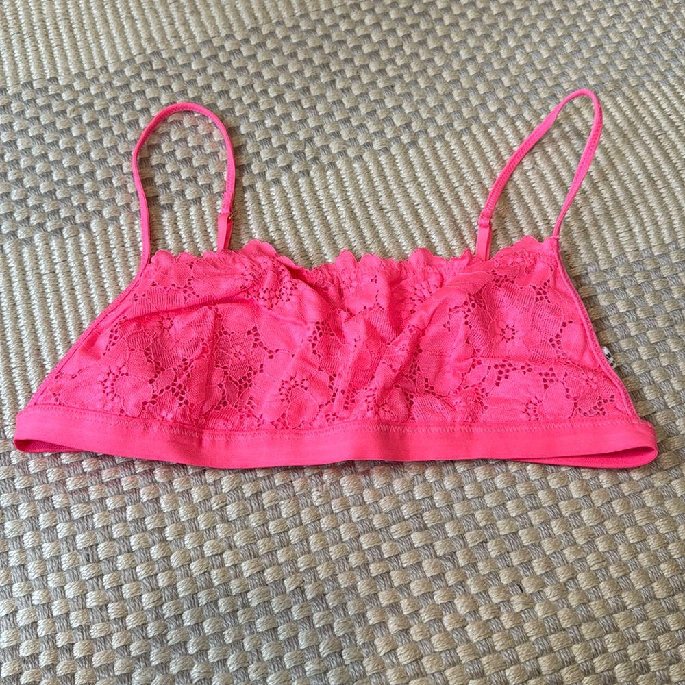 Aerie Neon Pink Lace Bralette